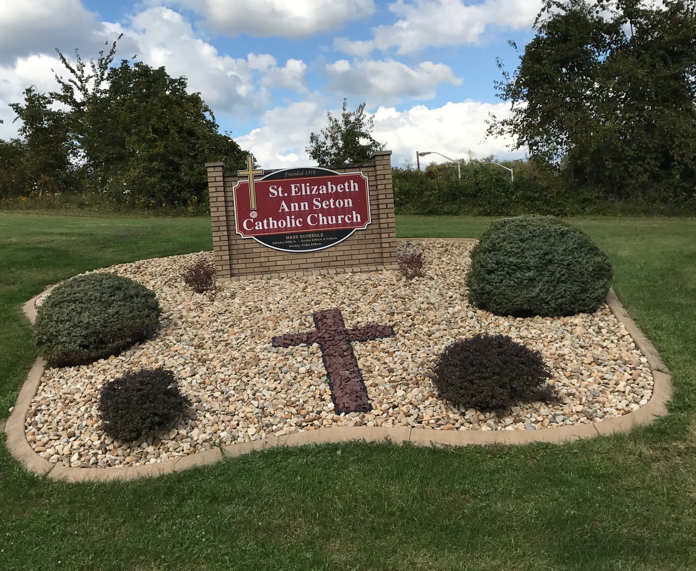 sign at front of church